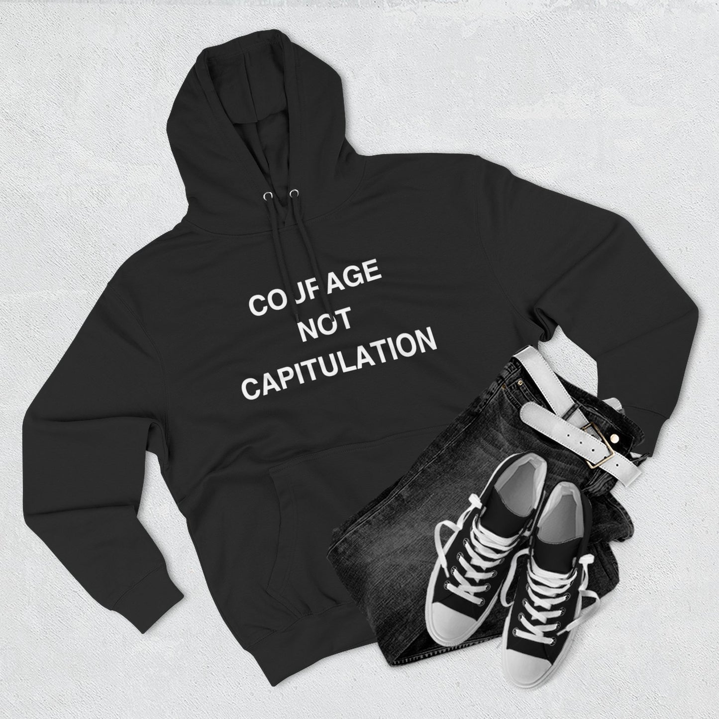 Courage Not Capitulation Hoodie – Bold LGBTQ+ Resistance Tee for Progressives, Protesters & Political Rebels – Stand Tall, Speak Loud Statement Shirt