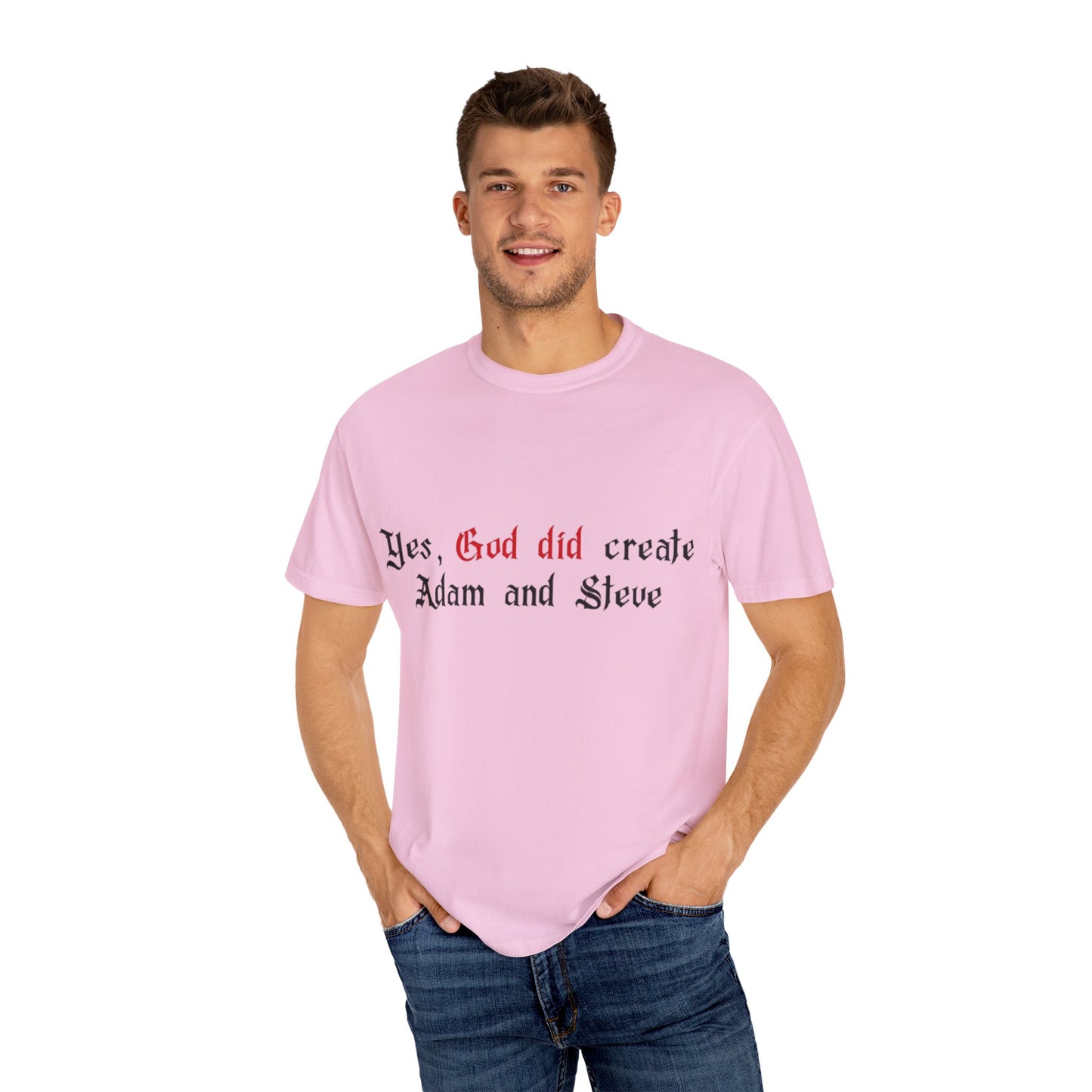 Yes, God Did Create Adam and Steve T-Shirt – Funny LGBTQ Christian Pride Tee for Queer Believers, Allies & Bold Faith Statements – Gay Affirming Apparel with a Twist