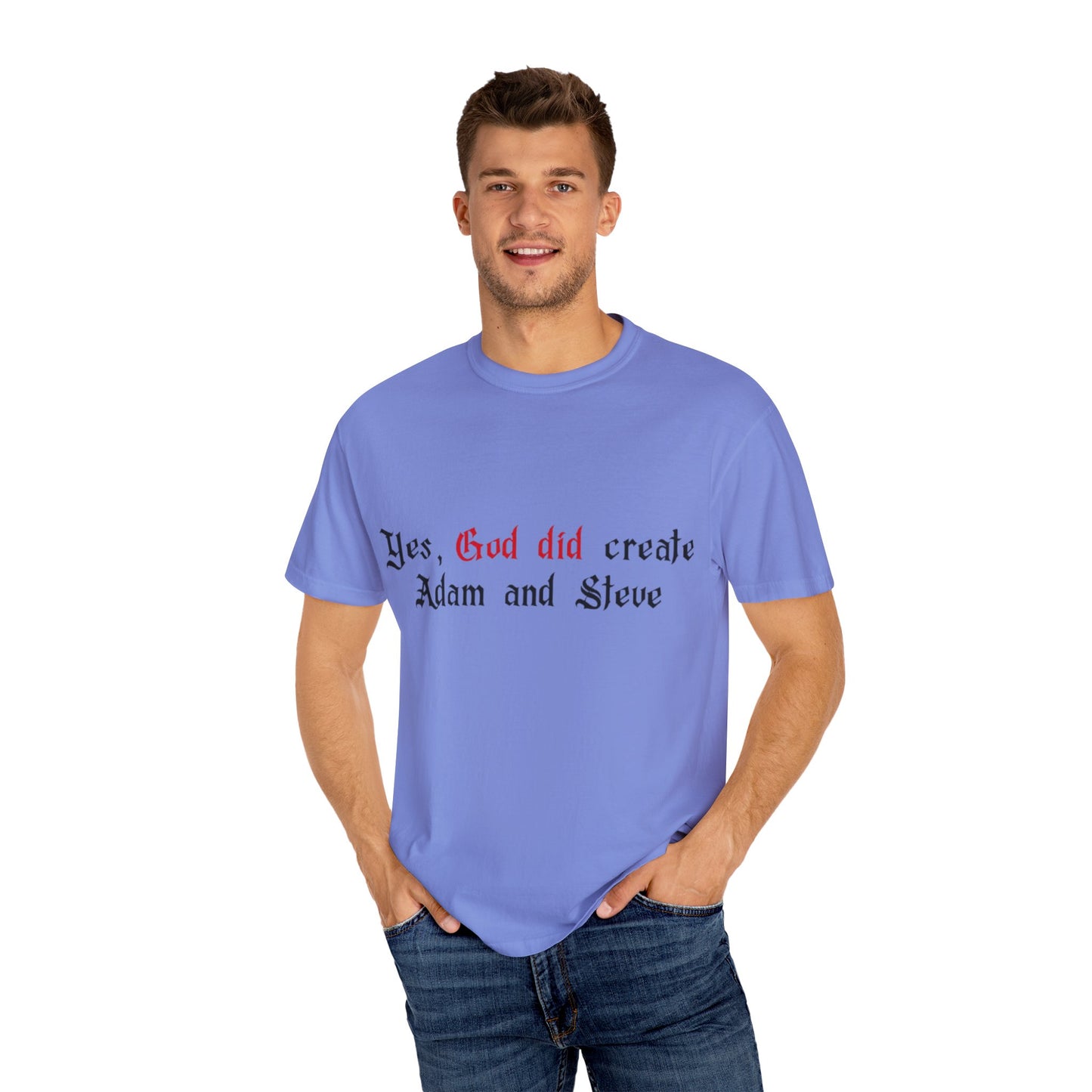 Yes, God Did Create Adam and Steve T-Shirt – Funny LGBTQ Christian Pride Tee for Queer Believers, Allies & Bold Faith Statements – Gay Affirming Apparel with a Twist