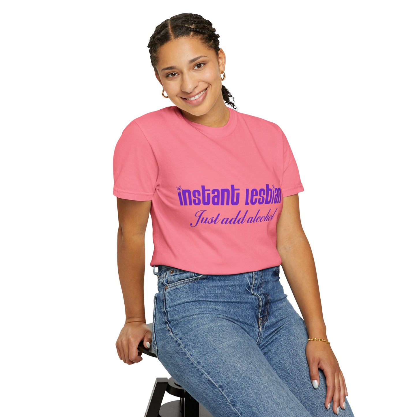 Instant Lesbian T-Shirt – Funny Queer Graphic Tee for LGBTQ Women, Allies & Pride Lovers – Bold Lesbian Statement Shirt for Festivals, Marches & Everyday Slay