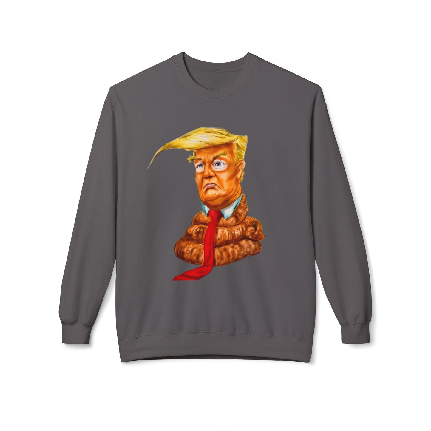 Funny Political Sweatshirt with Cartoon Design, Unisex Fleece Crewneck, Comfy Everyday Wear, Gift for Elections, Humor Apparel