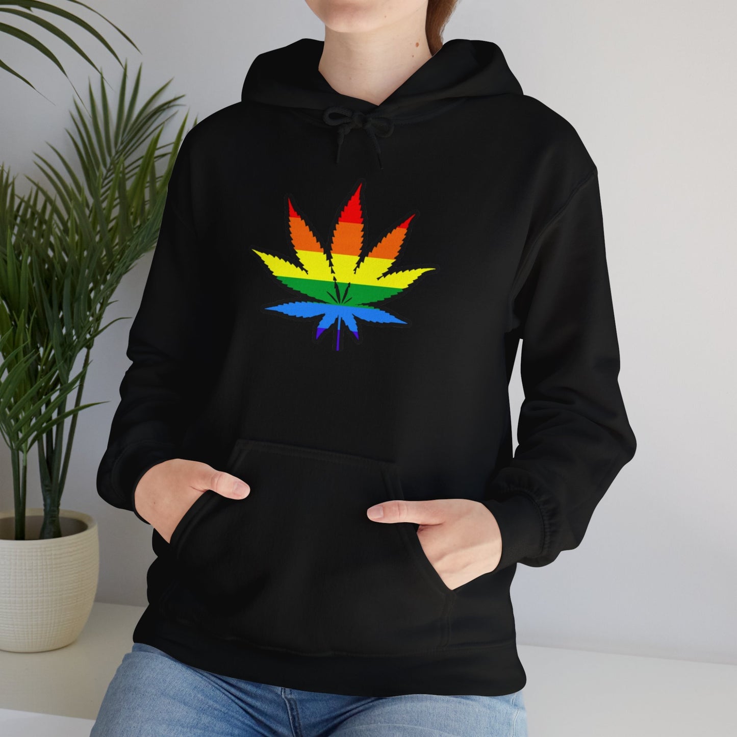 Rainbow Leaf Pride Hoodie – LGBTQ+ Botanical Sweatshirt for Queer Nature Lovers