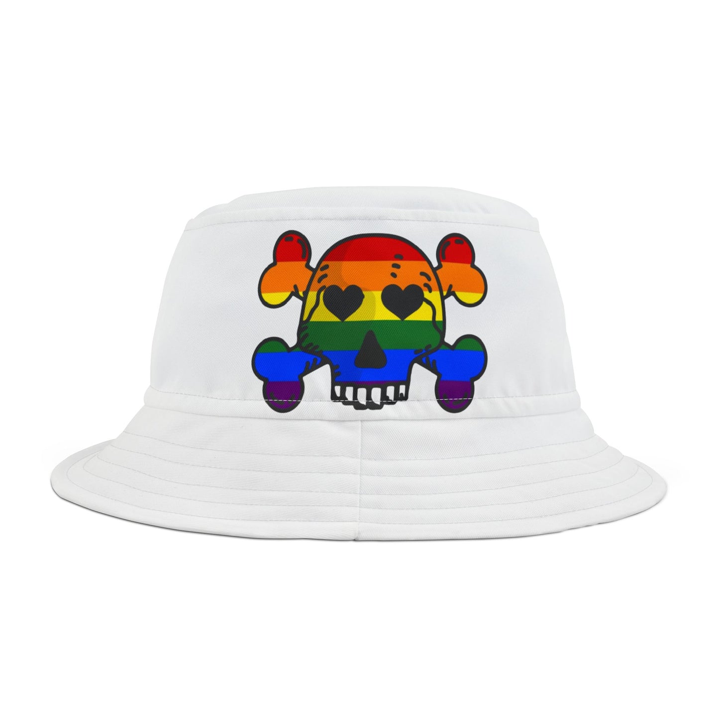 Rainbow Skull Bucket Hat - Unique AOP Design for Festivals, Summer, Pride Events, Beach Days, Casual Wear