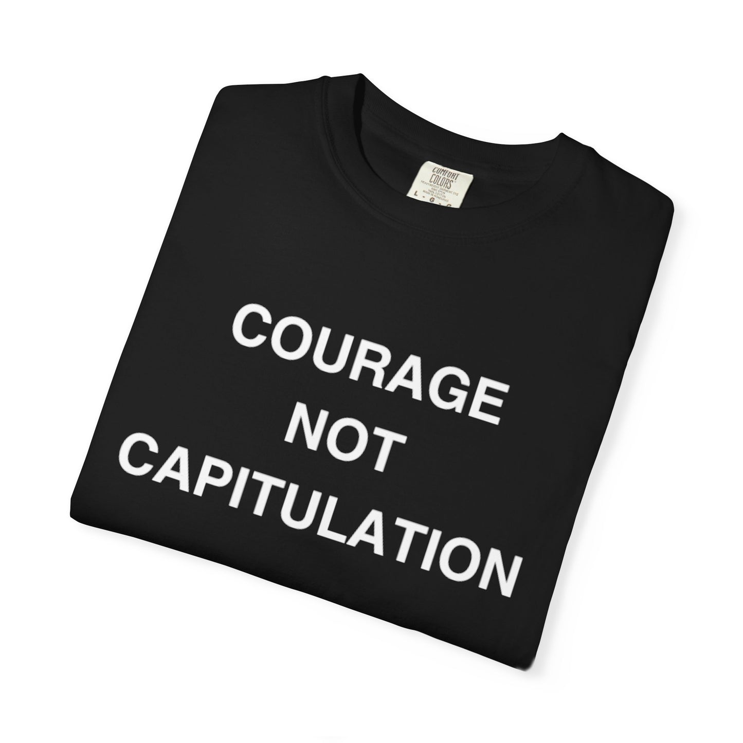 Courage Not Capitulation T- shirt – Bold LGBTQ+ Resistance Tee for Progressives, Protesters & Political Rebels – Stand Tall, Speak Loud Statement Shirt