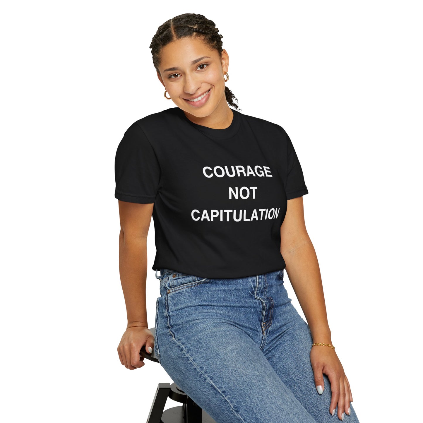 Courage Not Capitulation T- shirt – Bold LGBTQ+ Resistance Tee for Progressives, Protesters & Political Rebels – Stand Tall, Speak Loud Statement Shirt