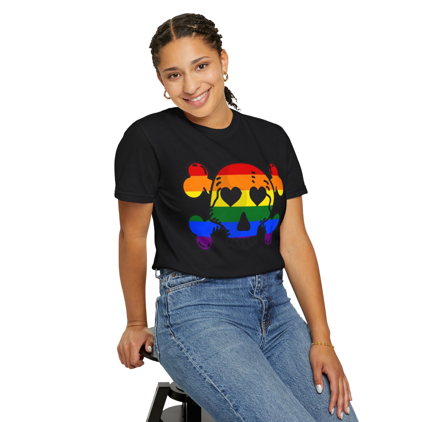 Rainbow Skull Pride T-Shirt – Bold LGBTQ+ Statement Tee for Queer Rebels
