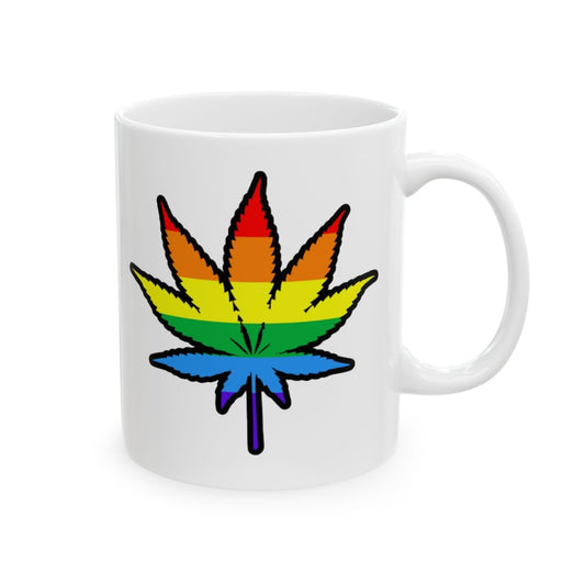Rainbow Leaf Ceramic Mug - Pride, Tea Lover's Gift, Cozy Vibes, Colorful Kitchen Decor, Unique Present for Friends
