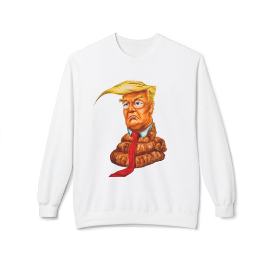 Funny Political Sweatshirt with Cartoon Design, Unisex Fleece Crewneck, Comfy Everyday Wear, Gift for Elections, Humor Apparel