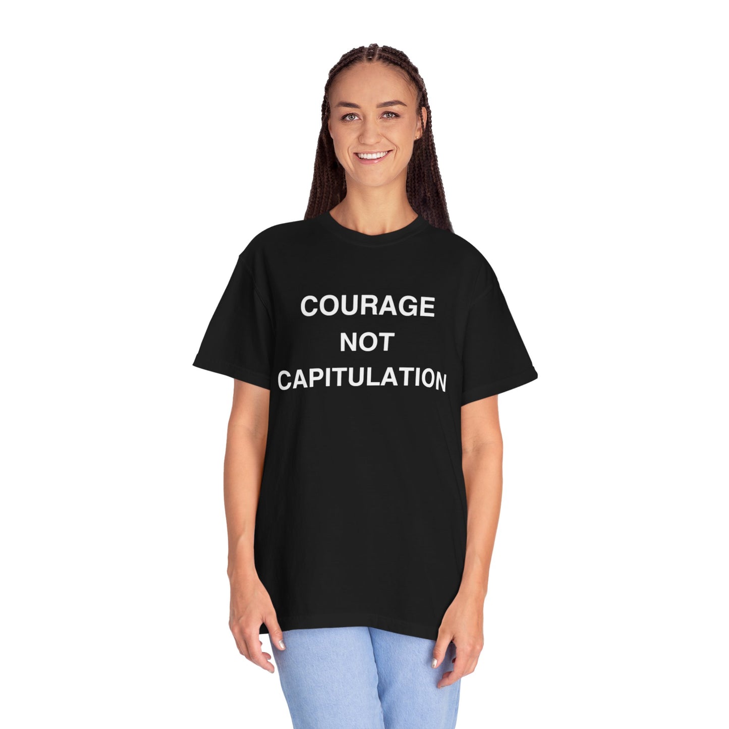 Courage Not Capitulation T- shirt – Bold LGBTQ+ Resistance Tee for Progressives, Protesters & Political Rebels – Stand Tall, Speak Loud Statement Shirt