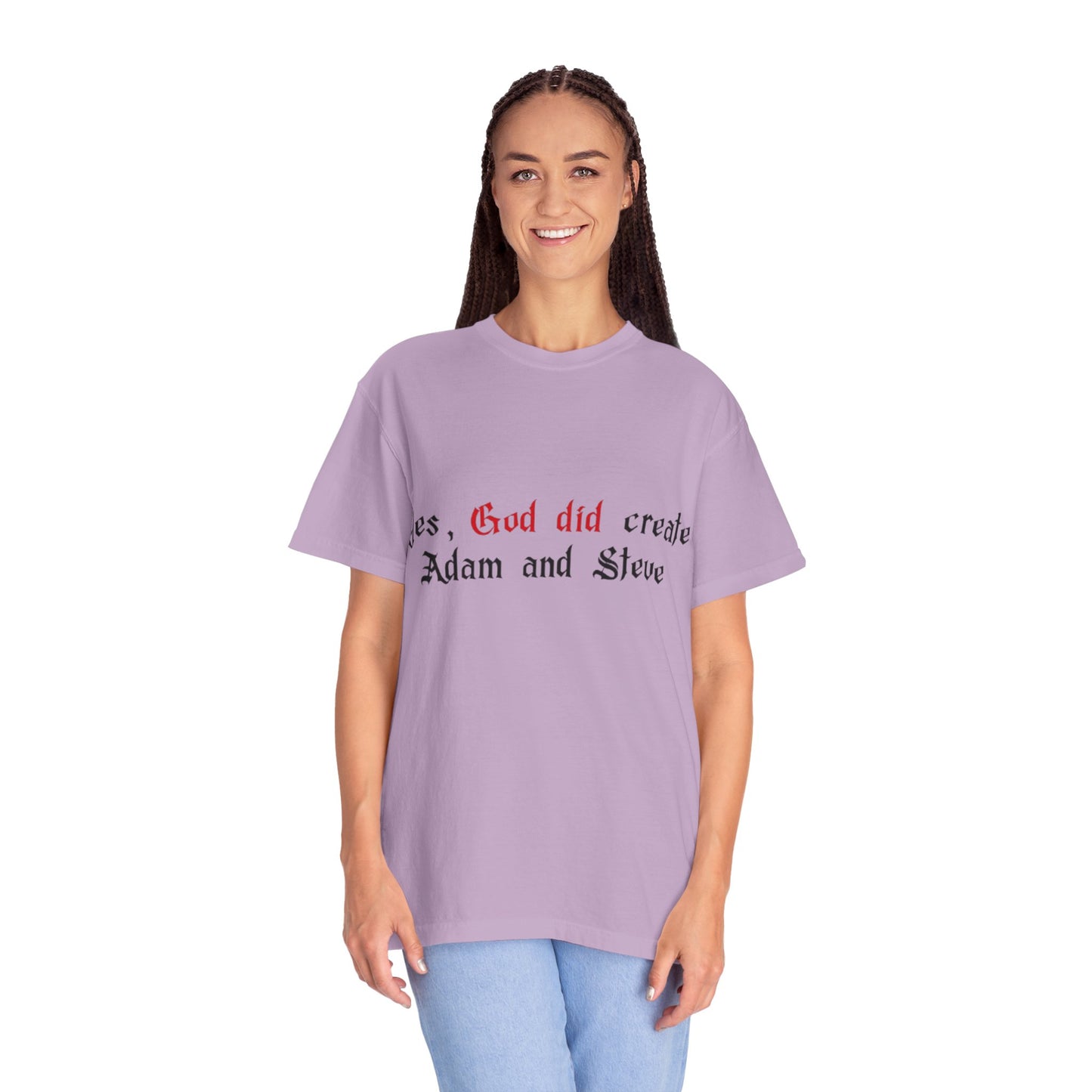Yes, God Did Create Adam and Steve T-Shirt – Funny LGBTQ Christian Pride Tee for Queer Believers, Allies & Bold Faith Statements – Gay Affirming Apparel with a Twist