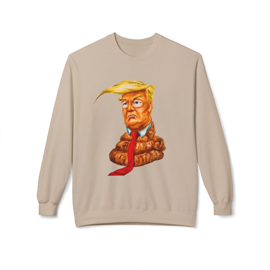 Funny Political Sweatshirt with Cartoon Design, Unisex Fleece Crewneck, Comfy Everyday Wear, Gift for Elections, Humor Apparel